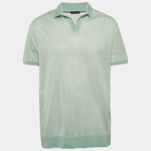 Pre Owned Loro Piana Green Cotton Pique Polo T-Shirt XL