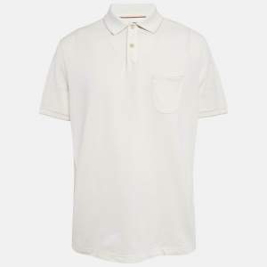Pre Owned Loro Piana White Cotton Pique Polo T-Shirt XXL