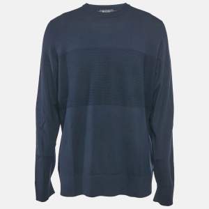 Loro Piana Navy Blue Wool Crew Neck Sweater XXL