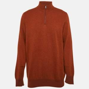 Pre Owned Loro Piana Brown Cashmere Roadster Mezzocollo Sweater XXXL