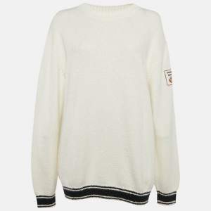 Loro Piana White Cotton Applique Detail Jumper XXXL