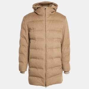 Loro Piana Brown Cashmere Quilted Down Parka S