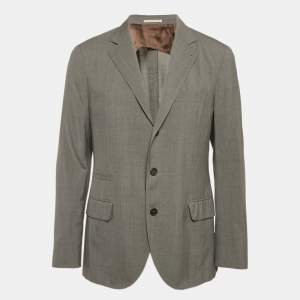 Loro Piana Grey Wool Single Breasted Blazer L
