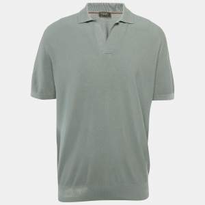 Loro Piana Light Blue Cotton Pique Polo T-Shirt XXL