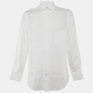 Loro Piana  White Linen Button Front Shirt L
