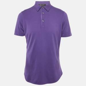 Pre Owned Loro Piana Purple Cotton Polo T-Shirt M