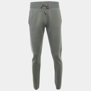 Pre Owned Loro Piana Grey Wool Knit Drawstring Trousers M