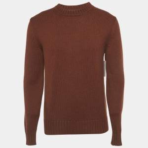 Pre Owned Loro Piana Brown Cashmere Knit Crewneck Sweater L