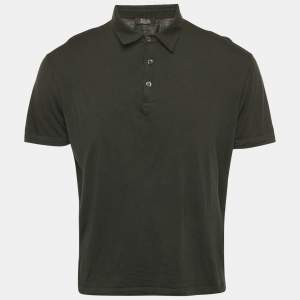 Pre Owned Loro Piana Olive Green Wool Polo T-Shirt L