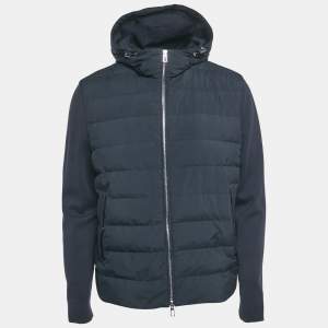 Pre Owned Loro Piana Navy Blue Synthetic Hooded Meleto Puffer Jacket L