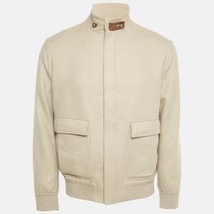 Pre Owned Loro Piana Beige Cashmere and Suede Trim Jacket L