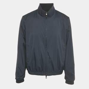 Pre Owned Loro Piana Blue Nylon Reversible Bomber Jacket L