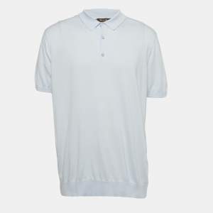 Pre Owned Loro Piana Blue Cotton Polo T-Shirt 4XL
