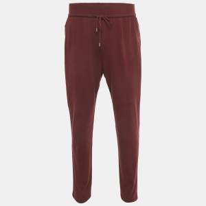 Pre Owned Loro Piana Maroon Cashmere Knit Drawstring Trousers L