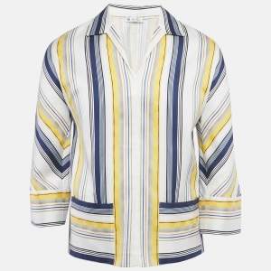 مملوكة مسبقًا Loro Piana Yellow/Blue Striped Cotton Blend T-Shirt XS