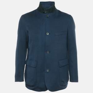 مملوكة مسبقًا جاكيت بسحاب كشمير أزرق كحلي لورو بيانا مقاس متوسط