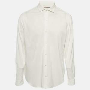 Pre Owned Loro Piana White Pique Cotton Button Front Shirt XXL
