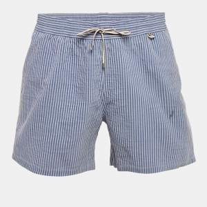 مملوكة مسبقًا Loro Piana Blue Striped Cotton Shorts XL