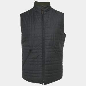 مملوكة مسبقًا Loro Piana Grey/Green Wool and Nylon Reversible Vest S