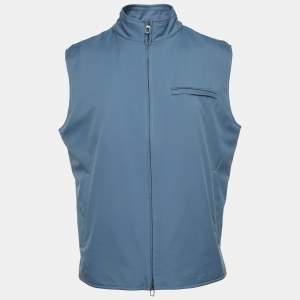 مملوكة مسبقًا Loro Piana Blue Nylon Rainproof Vest XL