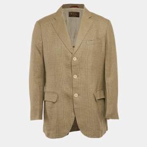 Pre Owned Loro Piana Beige Plaid Wool Blazer XL
