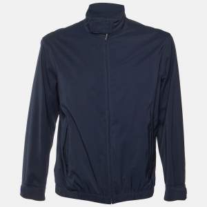 مملوكة مسبقًا Loro Piana Navy Blue Wool Blend Bomber Jacket M