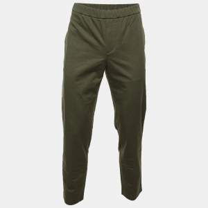 Pre Owned بنطلون لورو بيانا قطن أخضر بمطاط عند الخصر مقاس كبير جدًا  
