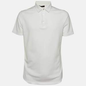 Pre Owned Loro Piana White Cotton Pique Polo T-Shirt M