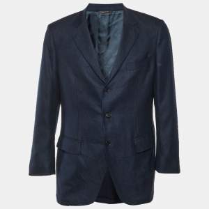Pre Owned Loro Piana Navy Blue Wool & Silk Blazer XL