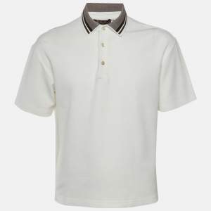 Pre Owned Loro Piana White Cotton Pique Polo T-Shirt M