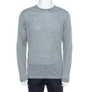 Pre Owned Loro Piana Grey Cashmere Crewneck Sweater L