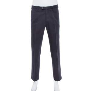 Pre Owned Loro Piana Navy Blue Cotton Tailored Trousers L