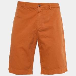 Pre Owned Loro Piana Orange Pigment Dyed Cotton Linen Chino Shorts XXL