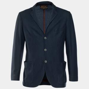 Pre Owned Loro Piana Dark Blue Wool  Button Front Jacket M