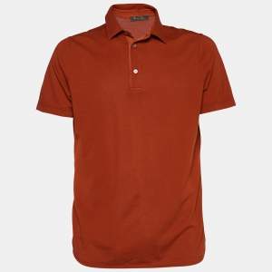 Pre Owned Loro Piana Brown Cotton Pique Polo T-Shirt M