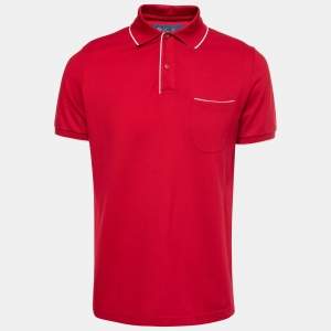 Pre Owned Loro Piana Red Stretch Cotton Pique Polo T-Shirt M