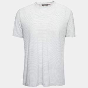 Pre Owned Loro Piana Black/White Striped Cotton Knit T-Shirt L