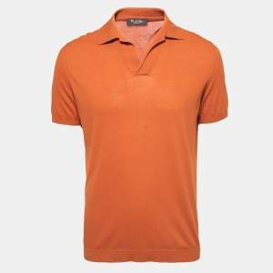 Loro Piana Orange Cotton Knit Polo T-Shirt XL