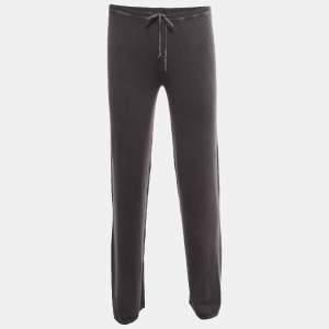 Pre Owned Loro Piana Grey Cashmere Knit Wide-Leg Pants S