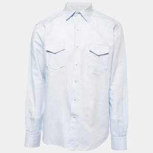 Loro Piana Light Blue Cotton & Linen Buttoned Shirt L
