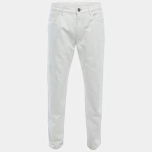 Pre Owned Loro Piana White Denim Jeans XL Waist 36"