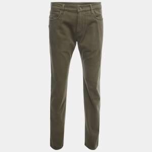 Pre Owned Loro Piana Military Green Denim Jeans XL Waist 36"