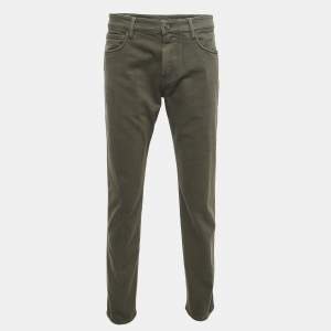Pre Owned Loro Piana Military Green Denim Straight Fit Jeans XL Waist 36"