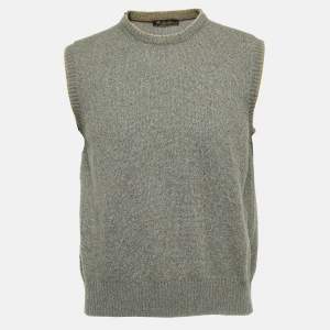 Pre Owned Loro Piana Brown/Grey Cashmere Sleeveless Sweater XL