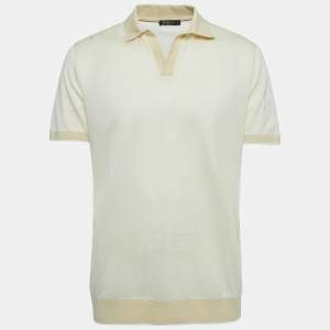 Pre Owned Loro Piana Light Yellow Cotton Polo T-Shirt L