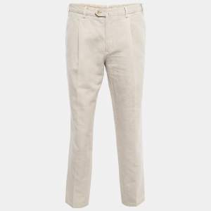 Pre Owned Loro Piana Beige Linen Blend Trousers XL