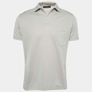 Loro Piana Beige Cotton and Silk Knit Polo T-Shirt S