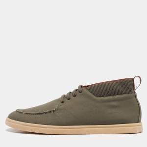 Loro Piana Green Canvas Lace Up Sneakers Size 44