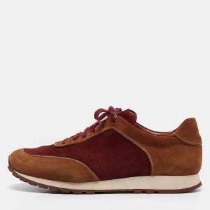 Loro Piana Brown/Maroon Suede Week End Walk Sneakers Size 40