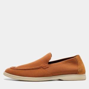 Loro Piana Brown Knit Fabric Open Walk Slip On Loafers Size 42.5